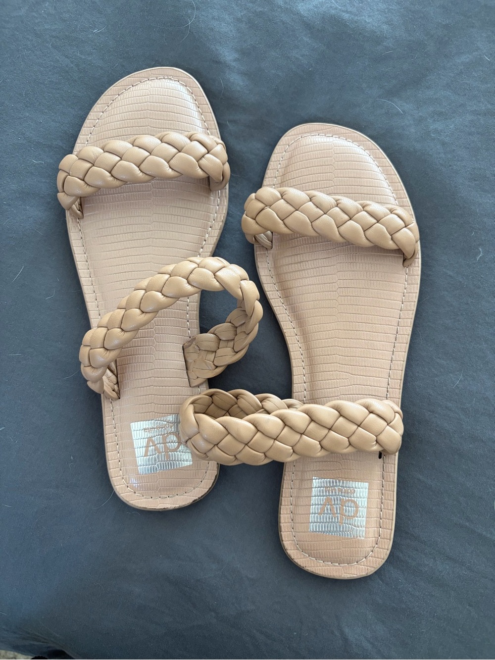 Dolce Vita Tan Braided Double-Strap Slide Sandals